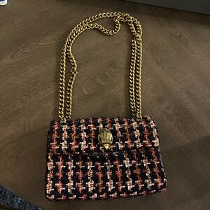 Kurt Geiger Tweed Mini Kensington tweed shoulder/crossbody red blue gold purse